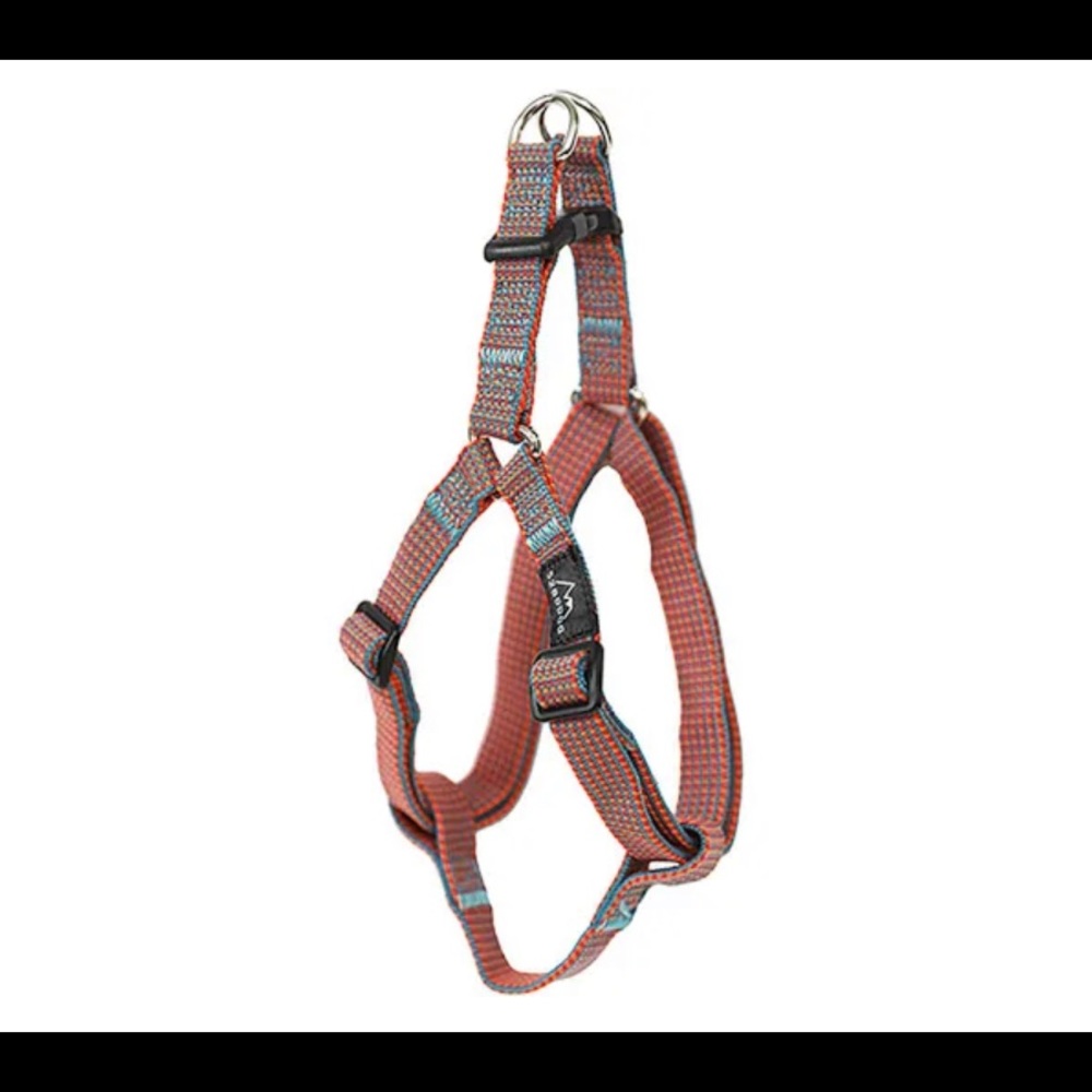 Adjustable Red & Teal Pattern Dog Harness with Reflective Detail